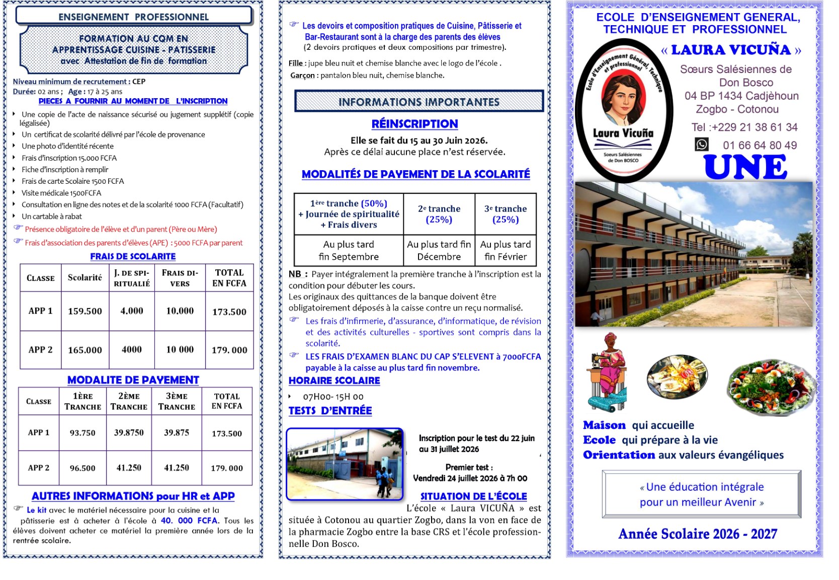 Formation CQM cuisine-pâtisserie, frais de scolarité et informations importantes
