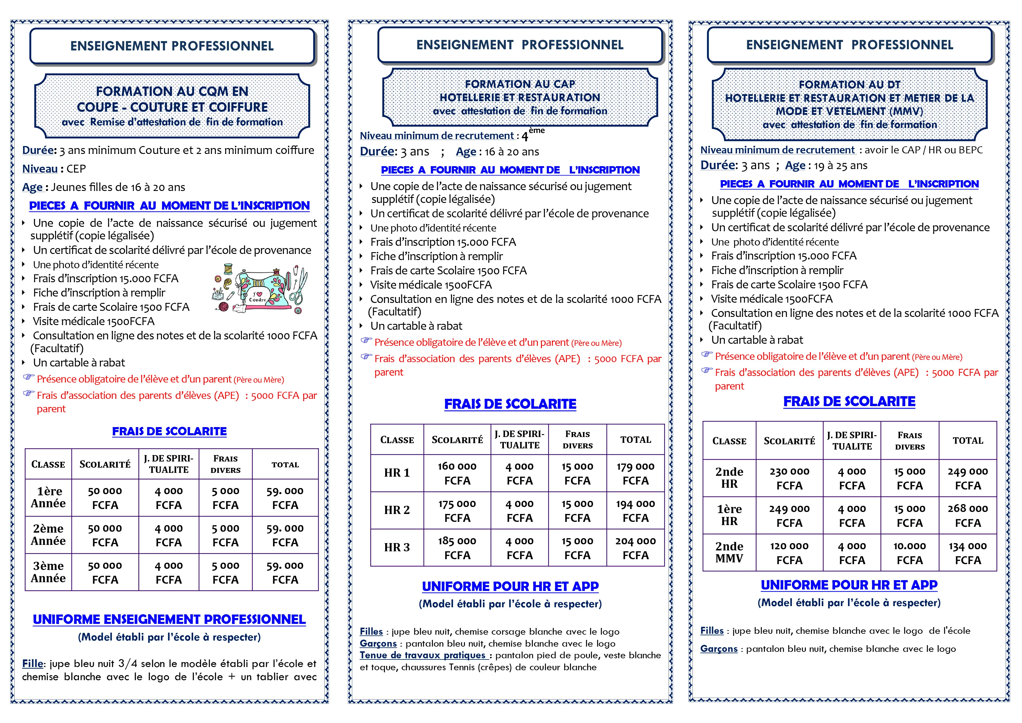 Dépliant Enseignement Professionnel page 2